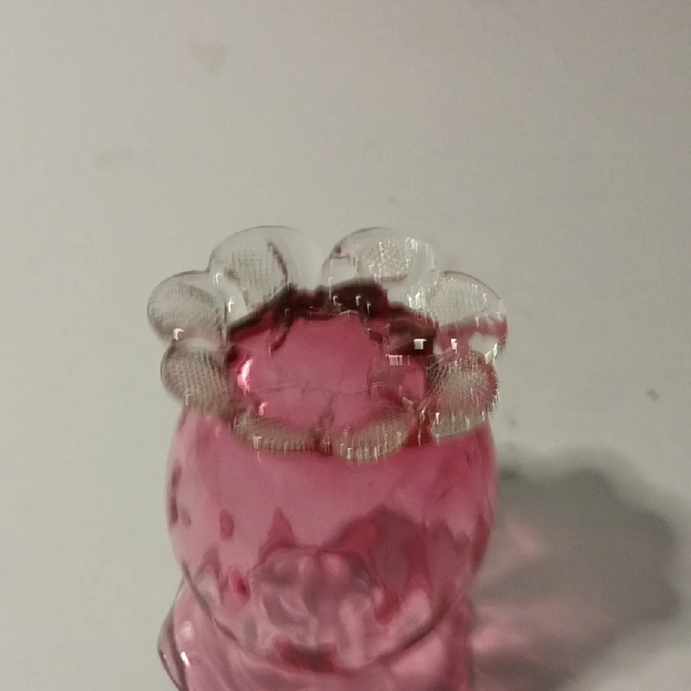 Pilgrim Glass Cranberry Blown Glass Vase with Ruffled Accent